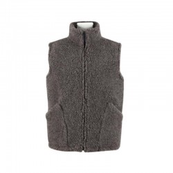 BROWN WOOL VEST WITH ZIP